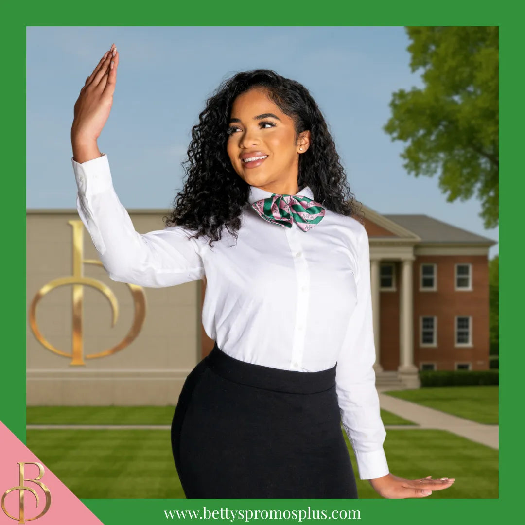 Alpha Kappa Alpha AKA Greek Letters Floppy Bowtie Dress Shirt Bow Tie-Alpha Kappa Alpha Paraphernalia-Alpha Kappa Alpha Bow Tie-Betty's Promos Plus