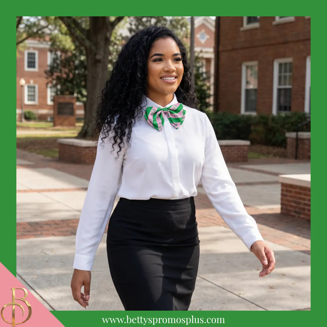 Alpha Kappa Alpha AKA Greek Letters Floppy Bowtie Dress Shirt Bow Tie-Alpha Kappa Alpha Paraphernalia-Alpha Kappa Alpha Bow Tie-Betty's Promos Plus