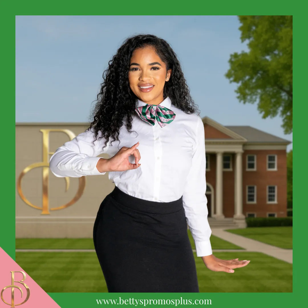Alpha Kappa Alpha AKA Greek Letters Floppy Bowtie Dress Shirt Bow Tie-Alpha Kappa Alpha Paraphernalia-Alpha Kappa Alpha Bow Tie-Betty's Promos Plus