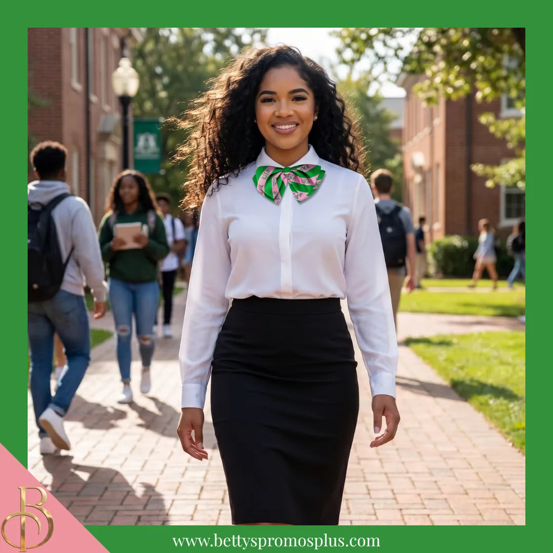 Alpha Kappa Alpha AKA Greek Letters Floppy Bowtie Dress Shirt Bow Tie-Alpha Kappa Alpha Paraphernalia-Alpha Kappa Alpha Bow Tie-Betty's Promos Plus