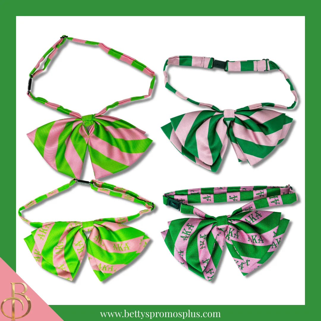 Alpha Kappa Alpha AKA Greek Letters Floppy Bowtie Dress Shirt Bow Tie-Alpha Kappa Alpha Paraphernalia-Alpha Kappa Alpha Bow Tie-Betty's Promos Plus