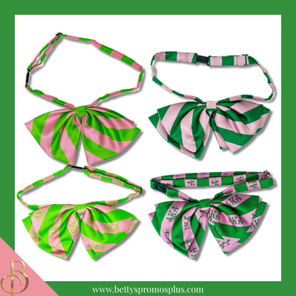 Alpha Kappa Alpha AKA Greek Letters Floppy Bowtie Dress Shirt Bow Tie-Alpha Kappa Alpha Paraphernalia-Alpha Kappa Alpha Bow Tie-Betty's Promos Plus
