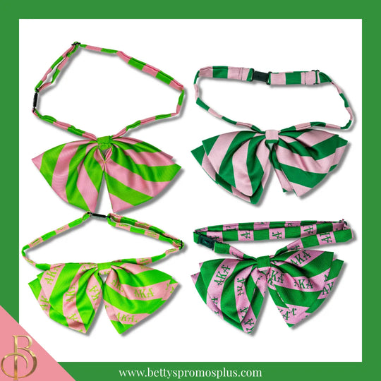Alpha Kappa Alpha AKA Greek Letters Floppy Bowtie Dress Shirt Bow Tie-Alpha Kappa Alpha Paraphernalia-Alpha Kappa Alpha Bow Tie-Betty's Promos Plus