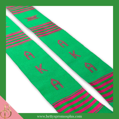 Alpha Kappa Alpha AKA Greek Letters Kente Cloth Graduation Stole-Alpha Kappa Alpha Paraphernalia-Alpha Kappa Alpha Graduation Stole-Betty's Promos Plus