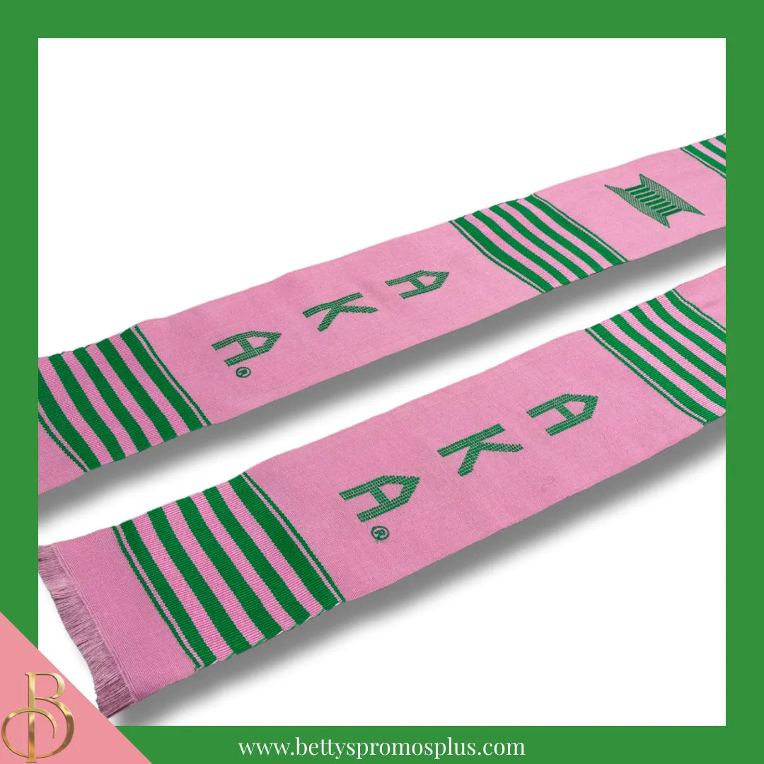 Alpha Kappa Alpha AKA Greek Letters Kente Cloth Graduation Stole-Alpha Kappa Alpha Paraphernalia-Alpha Kappa Alpha Graduation Stole-Betty's Promos Plus