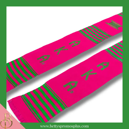 Alpha Kappa Alpha AKA Greek Letters Kente Cloth Graduation Stole-Alpha Kappa Alpha Paraphernalia-Alpha Kappa Alpha Graduation Stole-Betty's Promos Plus
