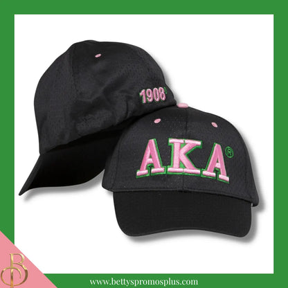 Alpha Kappa Alpha AKA Greek Letters Mesh Flex Fit Embroidered Hat-Black-Alpha Kappa Alpha Paraphernalia-Alpha Kappa Alpha Hats-Betty's Promos Plus