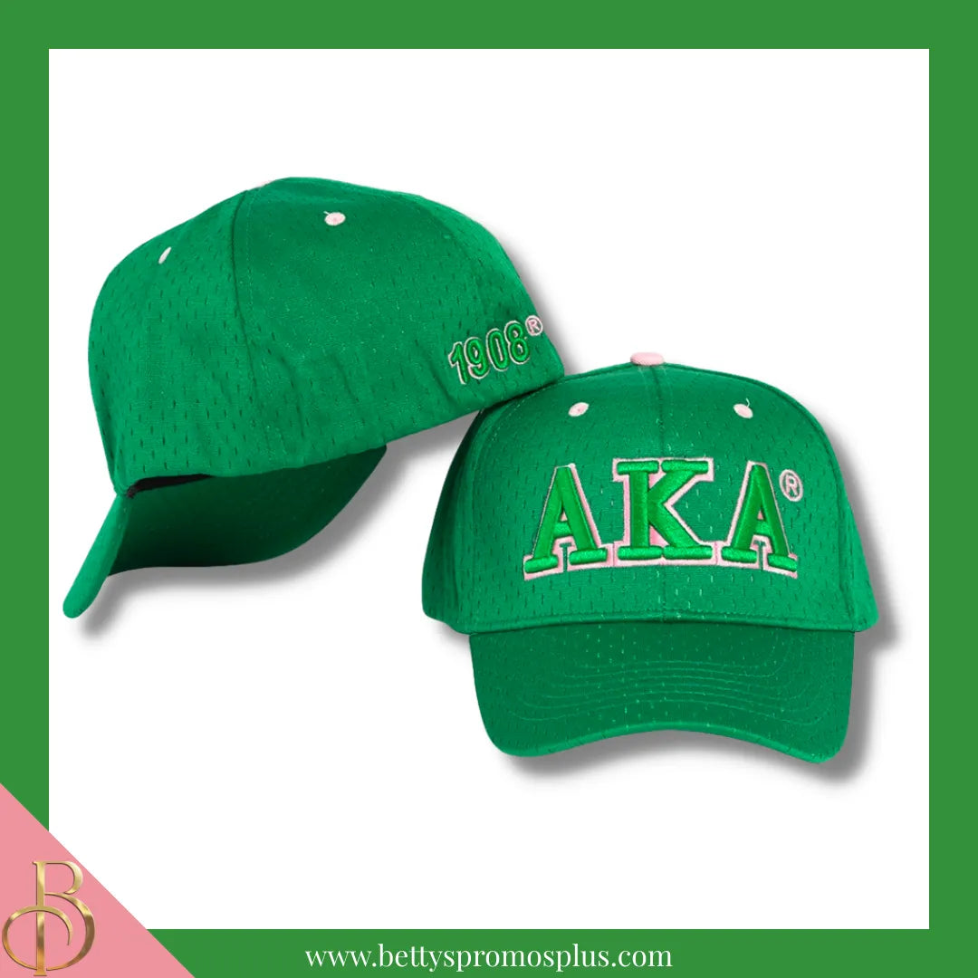Alpha Kappa Alpha AKA Greek Letters Mesh Flex Fit Embroidered Hat-Green-Alpha Kappa Alpha Paraphernalia-Alpha Kappa Alpha Hats-Betty's Promos Plus