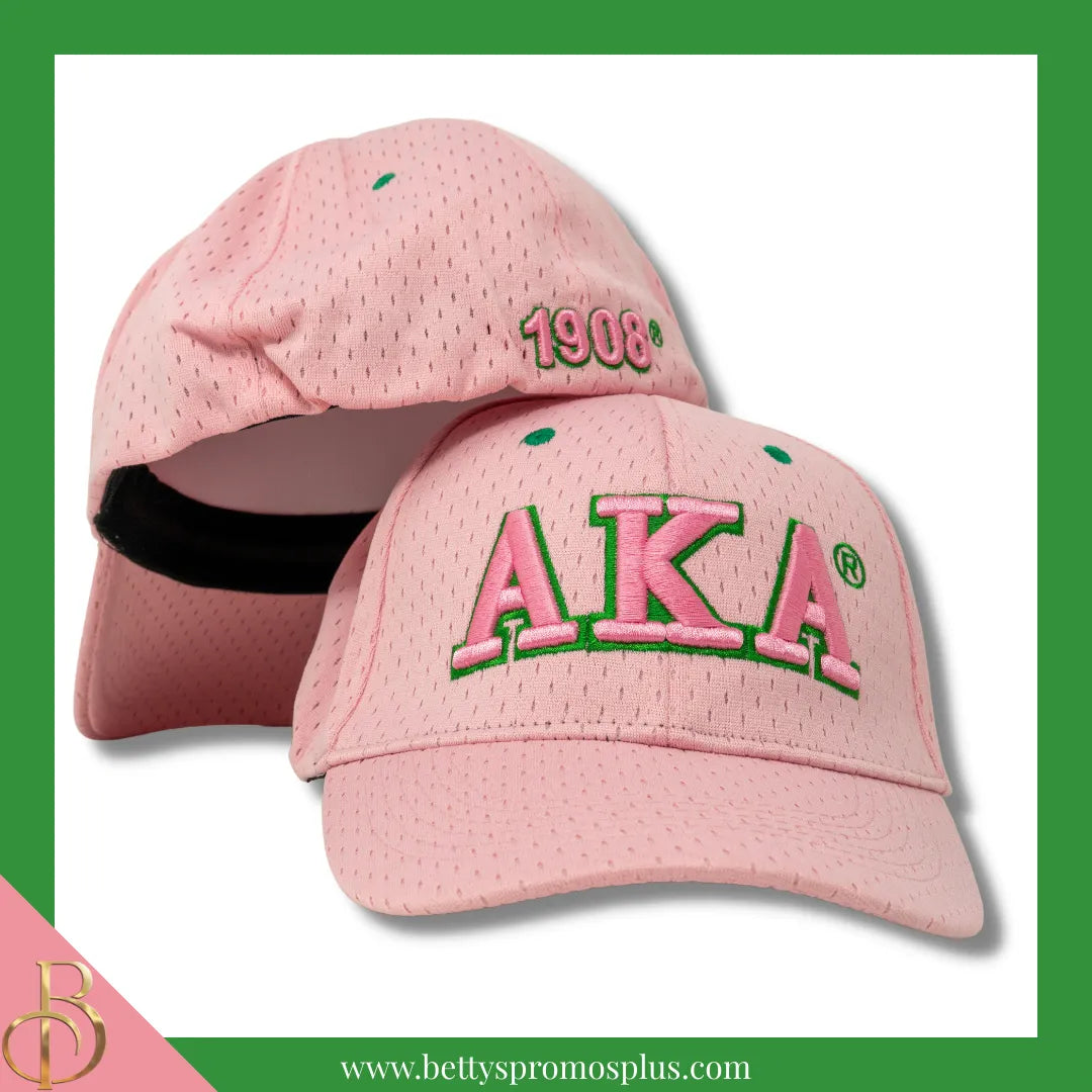 Alpha Kappa Alpha AKA Greek Letters Mesh Flex Fit Embroidered Hat-Pink-Alpha Kappa Alpha Paraphernalia-Alpha Kappa Alpha Hats-Betty's Promos Plus