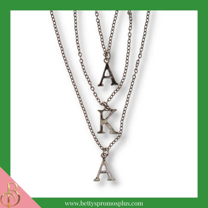 Alpha Kappa Alpha AKA Greek Letters Multi Strand Necklace-Silver-Alpha Kappa Alpha Paraphernalia-Alpha Kappa Alpha Necklace-Betty's Promos Plus