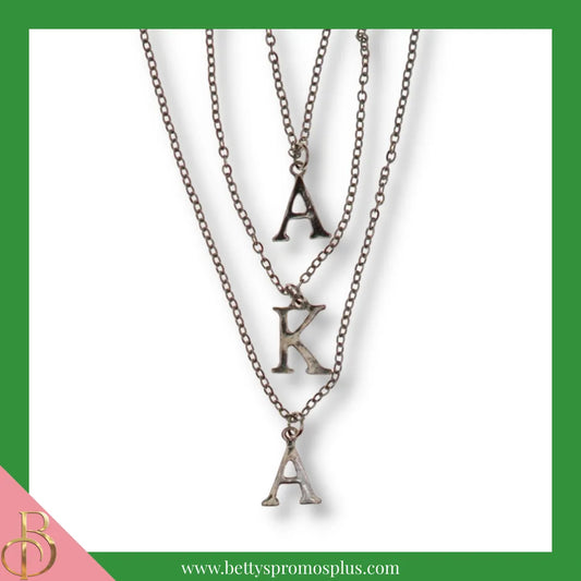 Alpha Kappa Alpha AKA Greek Letters Multi Strand Necklace-Silver-Alpha Kappa Alpha Paraphernalia-Alpha Kappa Alpha Necklace-Betty's Promos Plus