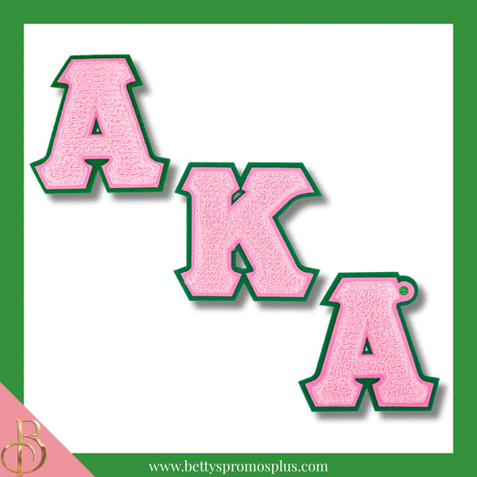 Alpha Kappa Alpha AKA Greek Letters Set of 3 Chenille Letter Patch Set for Jackets-Pink-Alpha Kappa Alpha Paraphernalia-Alpha Kappa Alpha Patch-Betty's Promos Plus