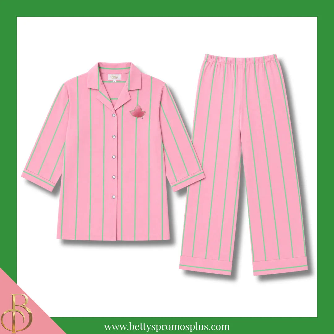 Alpha Kappa Alpha AKA Ivy Cotton Lounge Set-Pink-Small-Alpha Kappa Alpha Paraphernalia-Alpha Kappa Alpha Leisure Set-Betty's Promos Plus
