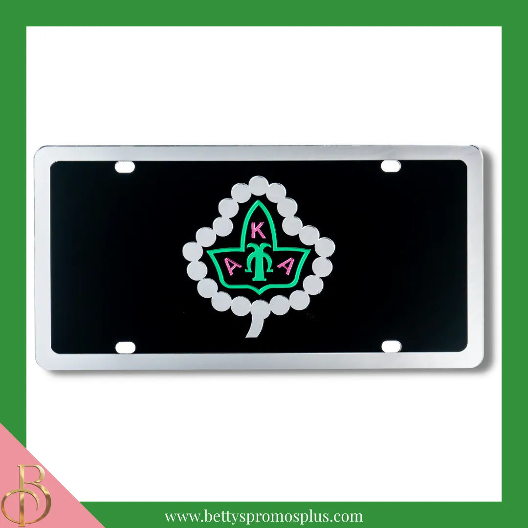 Alpha Kappa Alpha AKA Ivy Laser Engraved Mirrored Acrylic Auto Tag License Plate-Alpha Kappa Alpha Paraphernalia-Alpha Kappa Alpha Auto Tag-Betty's Promos Plus