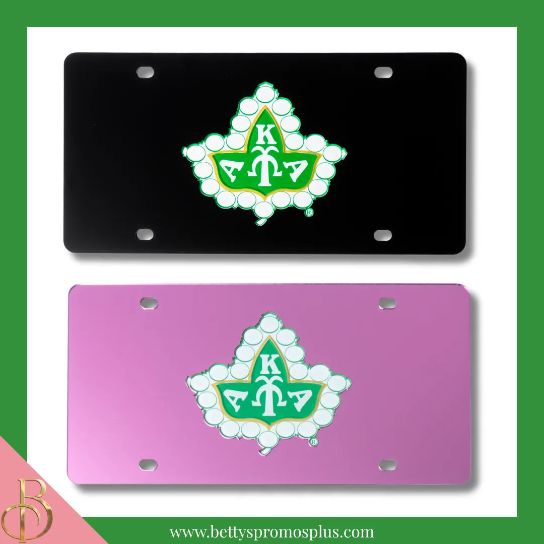 Alpha Kappa Alpha AKA Ivy Laser Engraved Mirrored Acrylic Auto Tag License Plate-Alpha Kappa Alpha Paraphernalia-Alpha Kappa Alpha Auto Tag-Betty's Promos Plus