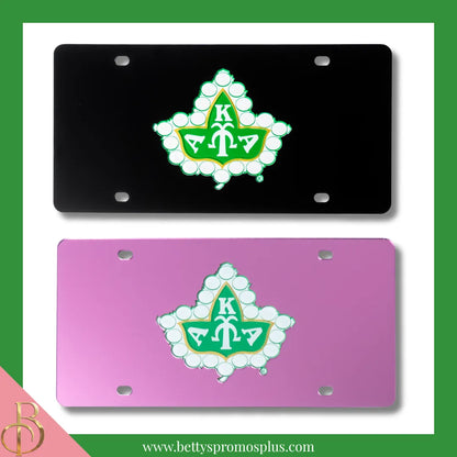 Alpha Kappa Alpha AKA Ivy Laser Engraved Mirrored Acrylic Auto Tag License Plate-Alpha Kappa Alpha Paraphernalia-Alpha Kappa Alpha Auto Tag-Betty's Promos Plus