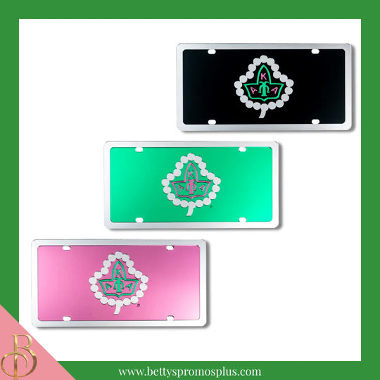 Alpha Kappa Alpha AKA Ivy Laser Engraved Mirrored Acrylic Auto Tag License Plate-Alpha Kappa Alpha Paraphernalia-Alpha Kappa Alpha Auto Tag-Betty's Promos Plus