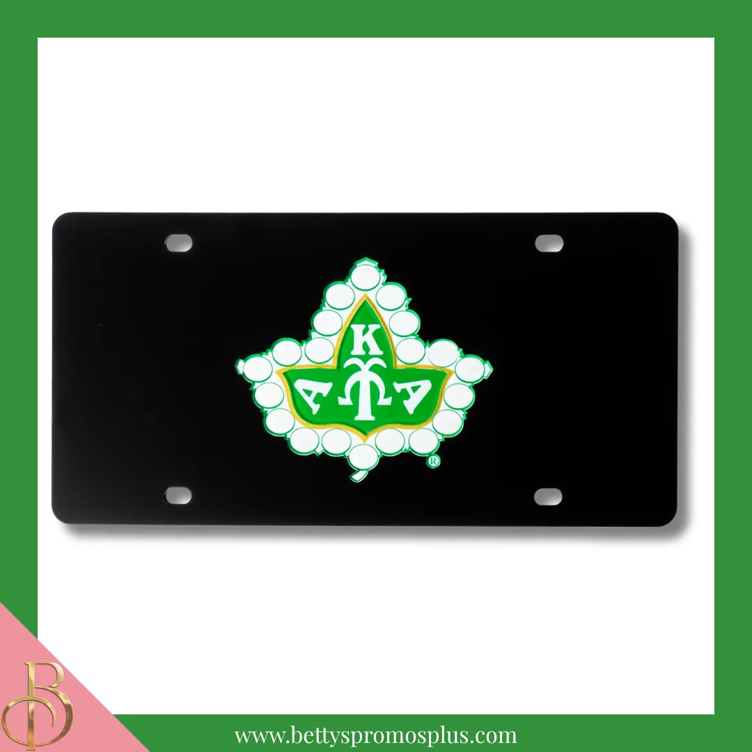 Alpha Kappa Alpha AKA Ivy Laser Engraved Mirrored Acrylic Auto Tag License Plate-Black-Alpha Kappa Alpha Paraphernalia-Alpha Kappa Alpha Auto Tag-Betty's Promos Plus