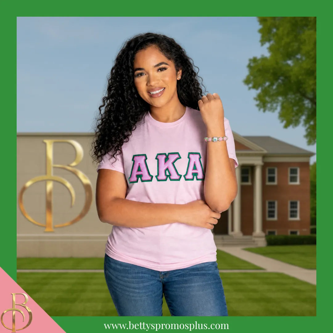 Alpha Kappa Alpha AKA Jade Beaded Bracelet with Rhinestone Spacers-Alpha Kappa Alpha Paraphernalia-Alpha Kappa Alpha Bracelet-Betty's Promos Plus