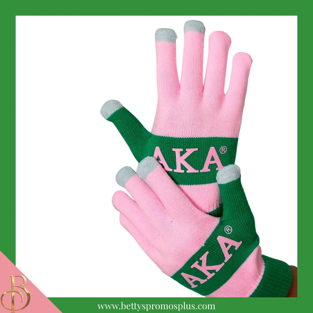 Alpha Kappa Alpha AKA Knit Touch Screen Gloves-Alpha Kappa Alpha Paraphernalia-Alpha Kappa Alpha Gloves-Betty's Promos Plus