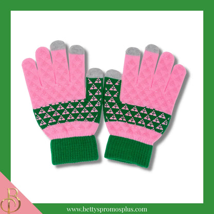 Alpha Kappa Alpha AKA Knit Touch Screen Gloves-Alpha Kappa Alpha Paraphernalia-Alpha Kappa Alpha Gloves-Betty's Promos Plus