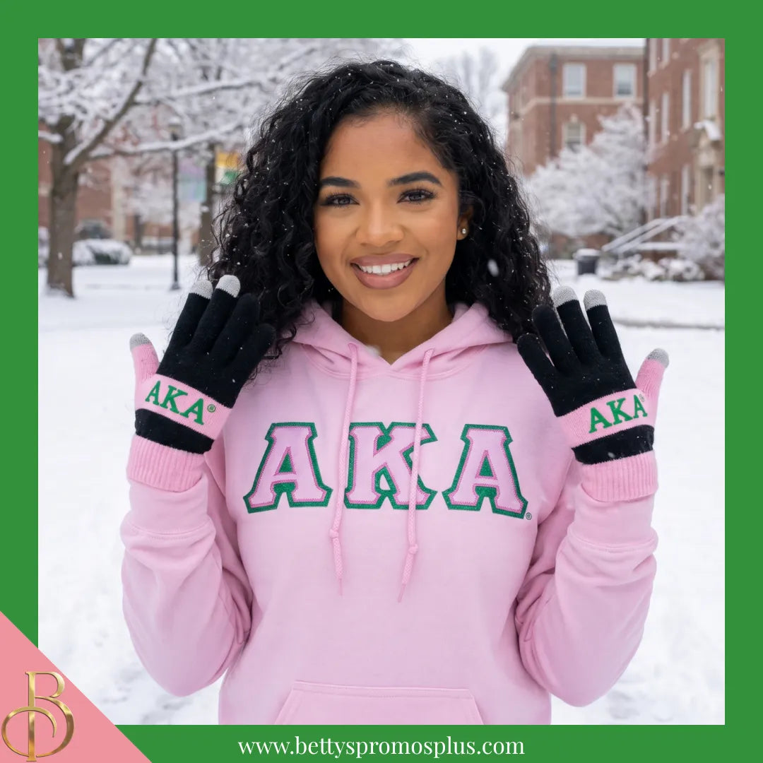 Alpha Kappa Alpha AKA Knit Touch Screen Gloves-Alpha Kappa Alpha Paraphernalia-Alpha Kappa Alpha Gloves-Betty's Promos Plus