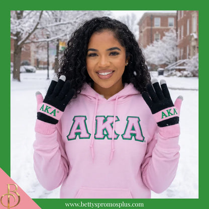 Alpha Kappa Alpha AKA Knit Touch Screen Gloves-Alpha Kappa Alpha Paraphernalia-Alpha Kappa Alpha Gloves-Betty's Promos Plus