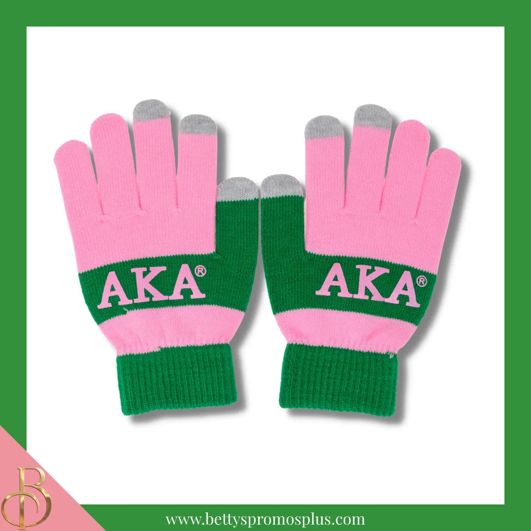 Alpha Kappa Alpha AKA Knit Touch Screen Gloves-Pink-Alpha Kappa Alpha Paraphernalia-Alpha Kappa Alpha Gloves-Betty's Promos Plus