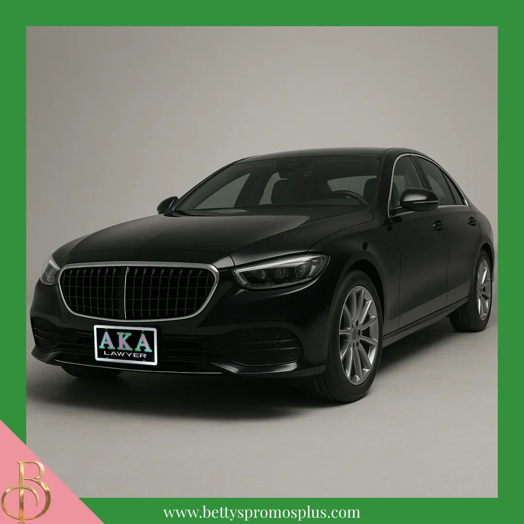 Alpha Kappa Alpha AKA Lawyer Laser Engraved Mirrored Acrylic Auto Tag License Plate-Alpha Kappa Alpha Paraphernalia-Alpha Kappa Alpha Auto Tag-Betty's Promos Plus