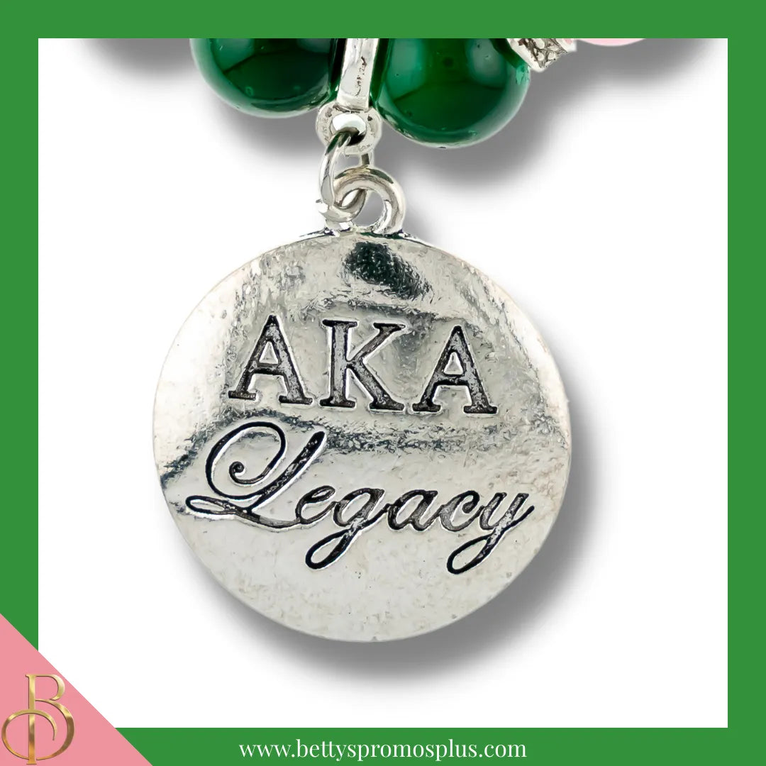 Alpha Kappa Alpha AKA Legacy Beaded Bracelet-Alpha Kappa Alpha Paraphernalia-Alpha Kappa Alpha Bracelet-Betty's Promos Plus