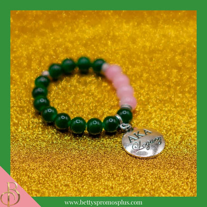 Alpha Kappa Alpha AKA Legacy Beaded Bracelet-Alpha Kappa Alpha Paraphernalia-Alpha Kappa Alpha Bracelet-Betty's Promos Plus