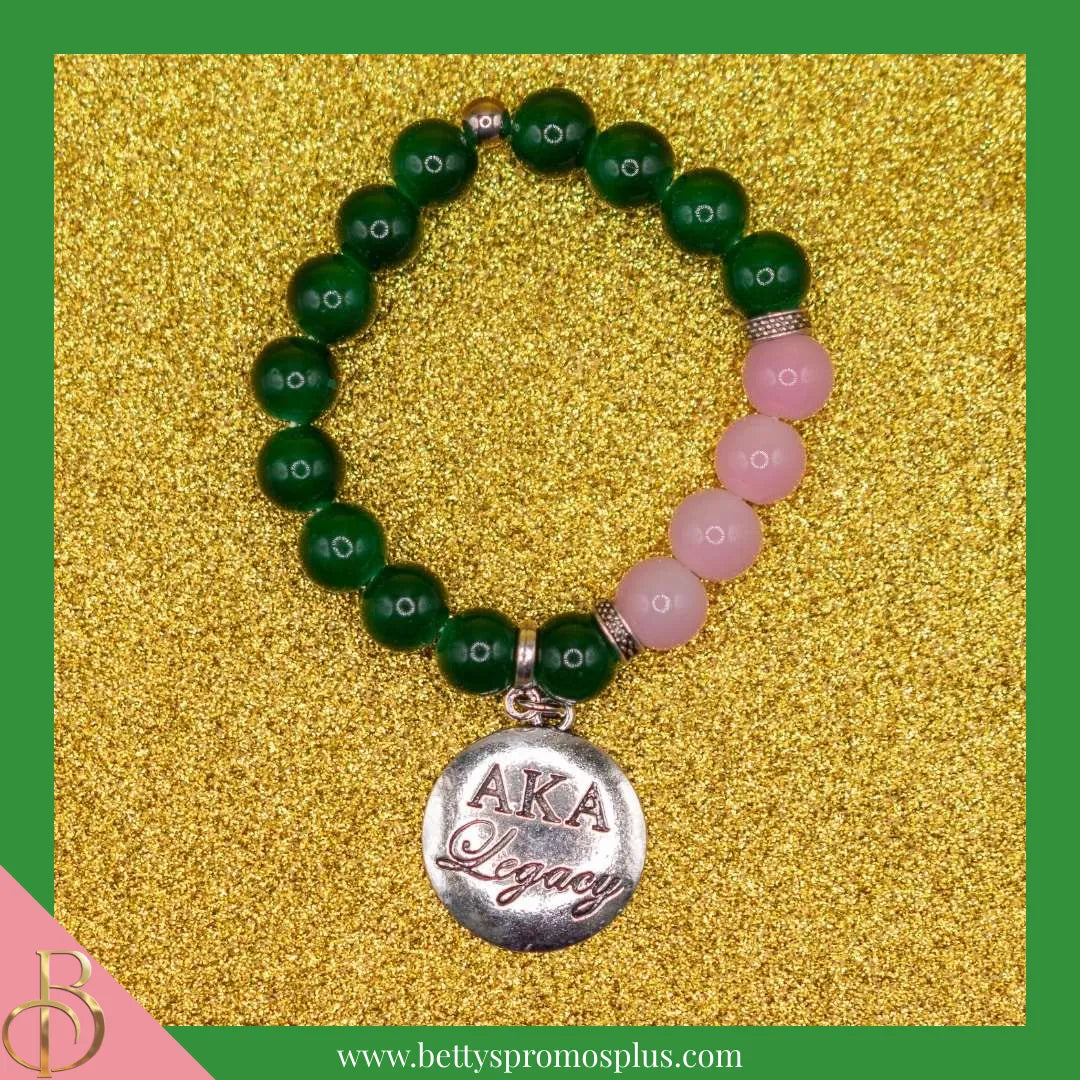 Alpha Kappa Alpha AKA Legacy Beaded Bracelet-Alpha Kappa Alpha Paraphernalia-Alpha Kappa Alpha Bracelet-Betty's Promos Plus