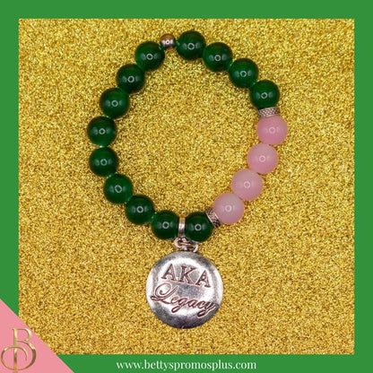 Alpha Kappa Alpha AKA Legacy Beaded Bracelet-Alpha Kappa Alpha Paraphernalia-Alpha Kappa Alpha Bracelet-Betty's Promos Plus