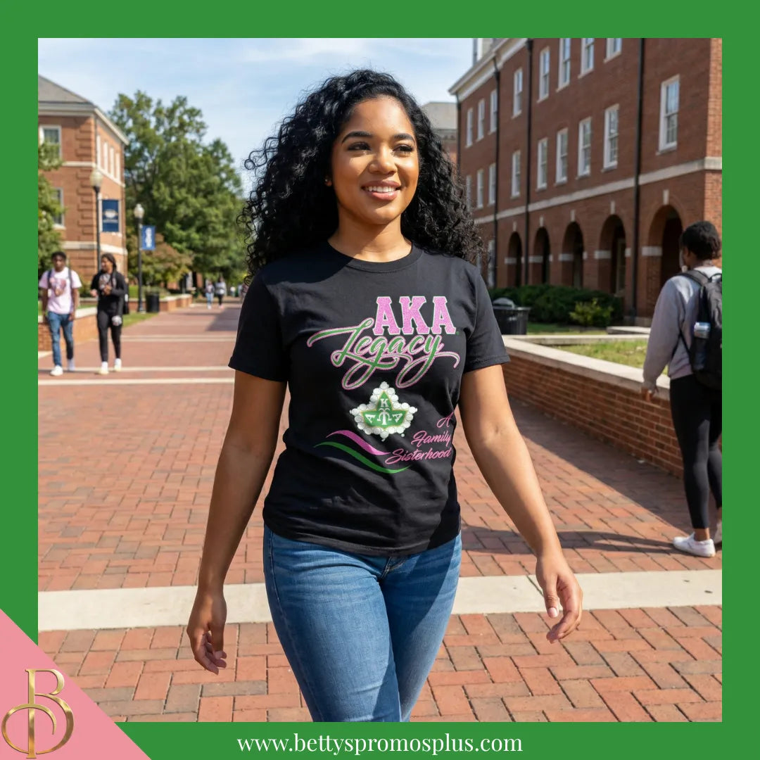 Alpha Kappa Alpha AKA Legacy Screen Printed T-Shirt-Alpha Kappa Alpha Paraphernalia-Alpha Kappa Alpha T-Shirts-Betty's Promos Plus