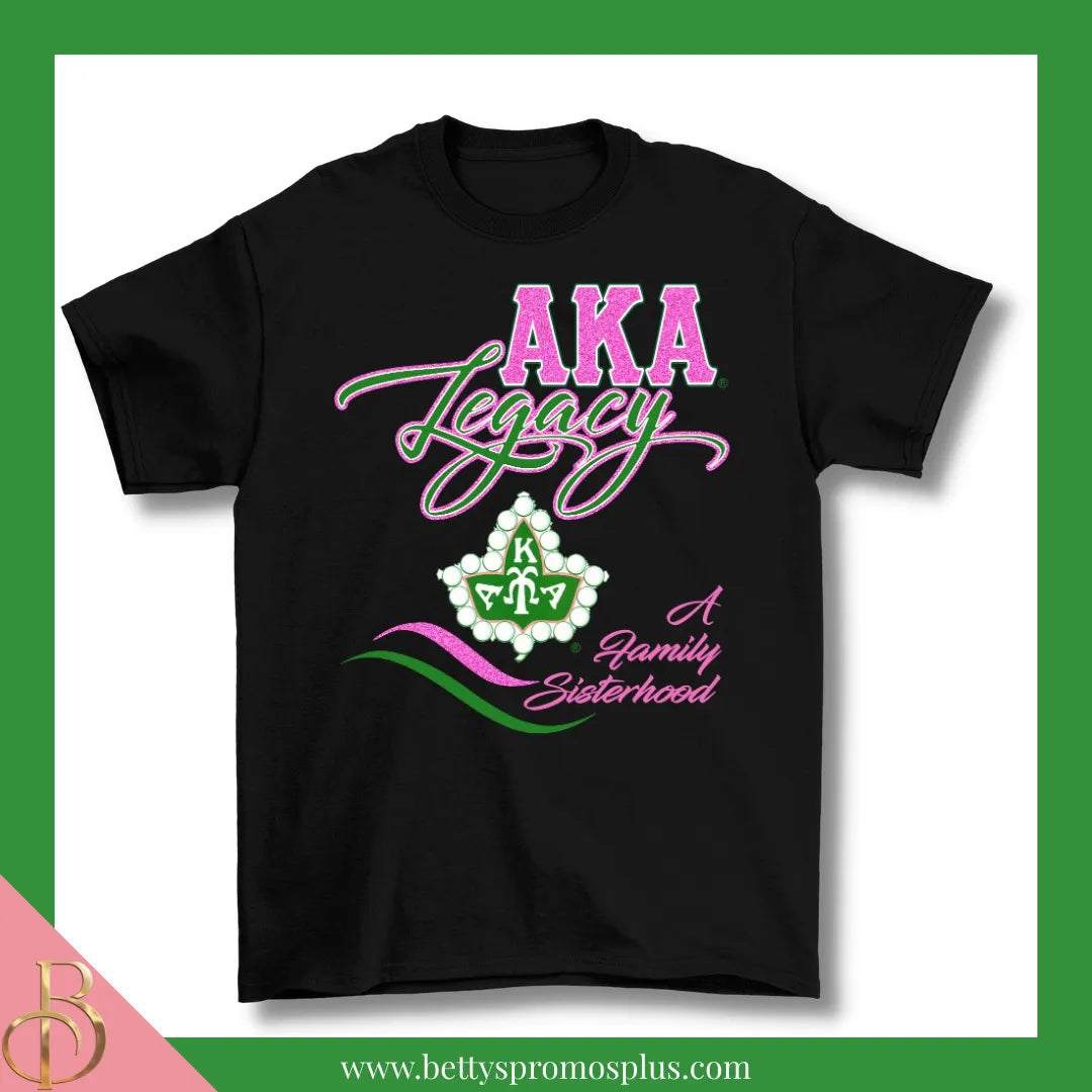 Alpha Kappa Alpha AKA Legacy Screen Printed T-Shirt-Black-Small-Alpha Kappa Alpha Paraphernalia-Alpha Kappa Alpha T-Shirts-Betty's Promos Plus