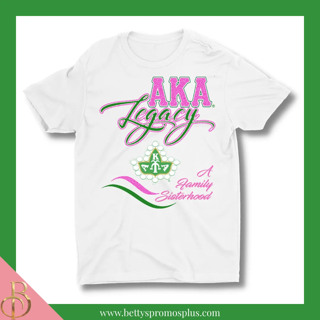 Alpha Kappa Alpha AKA Legacy Screen Printed T-Shirt-White-Small-Alpha Kappa Alpha Paraphernalia-Alpha Kappa Alpha T-Shirts-Betty's Promos Plus