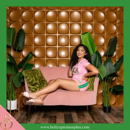 Alpha Kappa Alpha AKA Luxury Embroidered T-Shirt with 1908 Sleeve-Alpha Kappa Alpha Paraphernalia-Alpha Kappa Alpha T-Shirts-Betty's Promos Plus