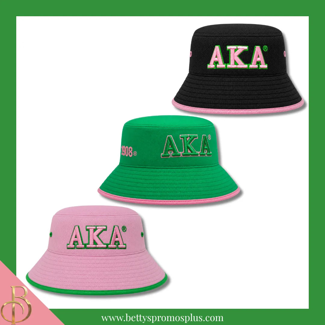 Alpha Kappa Alpha AKA Mesh Flex Fit Embroidered Bucket Hat-Alpha Kappa Alpha Paraphernalia-Alpha Kappa Alpha Hats-Betty's Promos Plus