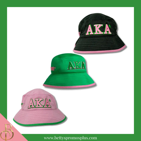 Alpha Kappa Alpha AKA Mesh Flex Fit Embroidered Bucket Hat-Alpha Kappa Alpha Paraphernalia-Alpha Kappa Alpha Hats-Betty's Promos Plus