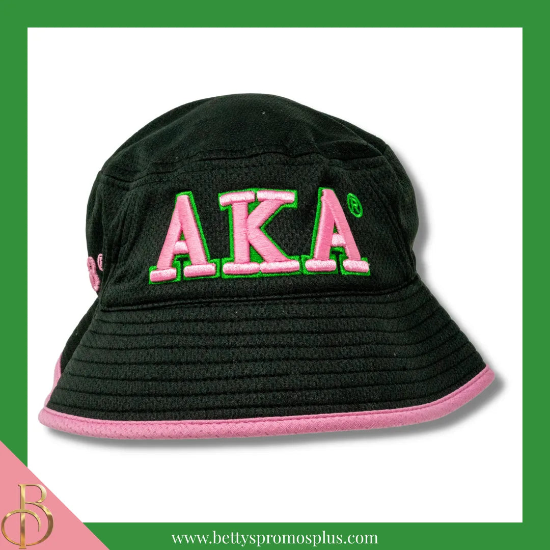 Alpha Kappa Alpha AKA Mesh Flex Fit Embroidered Bucket Hat-Black-Alpha Kappa Alpha Paraphernalia-Alpha Kappa Alpha Hats-Betty's Promos Plus