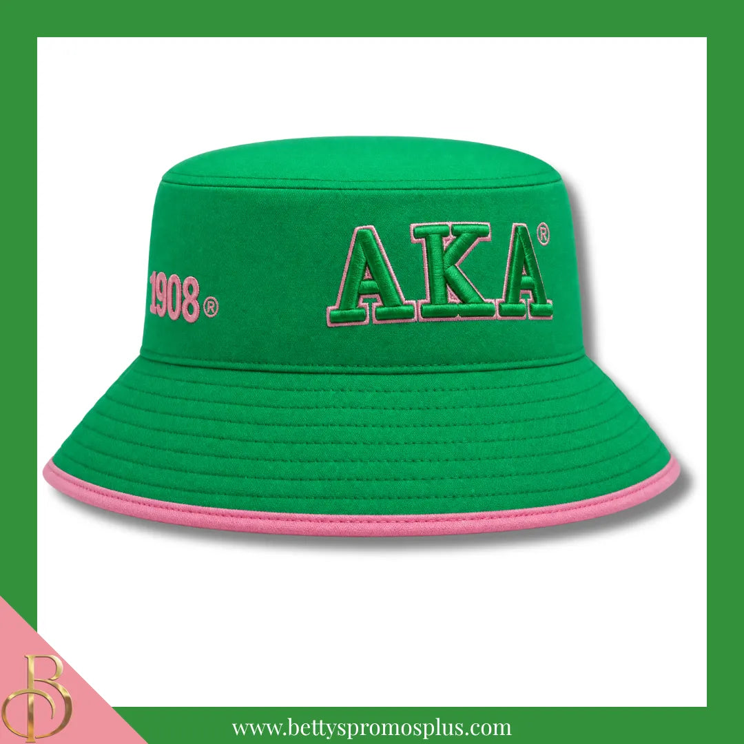 Alpha Kappa Alpha AKA Mesh Flex Fit Embroidered Bucket Hat-Green-Alpha Kappa Alpha Paraphernalia-Alpha Kappa Alpha Hats-Betty's Promos Plus