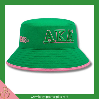 Alpha Kappa Alpha AKA Mesh Flex Fit Embroidered Bucket Hat-Green-Alpha Kappa Alpha Paraphernalia-Alpha Kappa Alpha Hats-Betty's Promos Plus