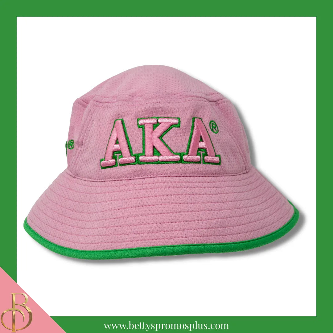 Alpha Kappa Alpha AKA Mesh Flex Fit Embroidered Bucket Hat-Pink-Alpha Kappa Alpha Paraphernalia-Alpha Kappa Alpha Hats-Betty's Promos Plus