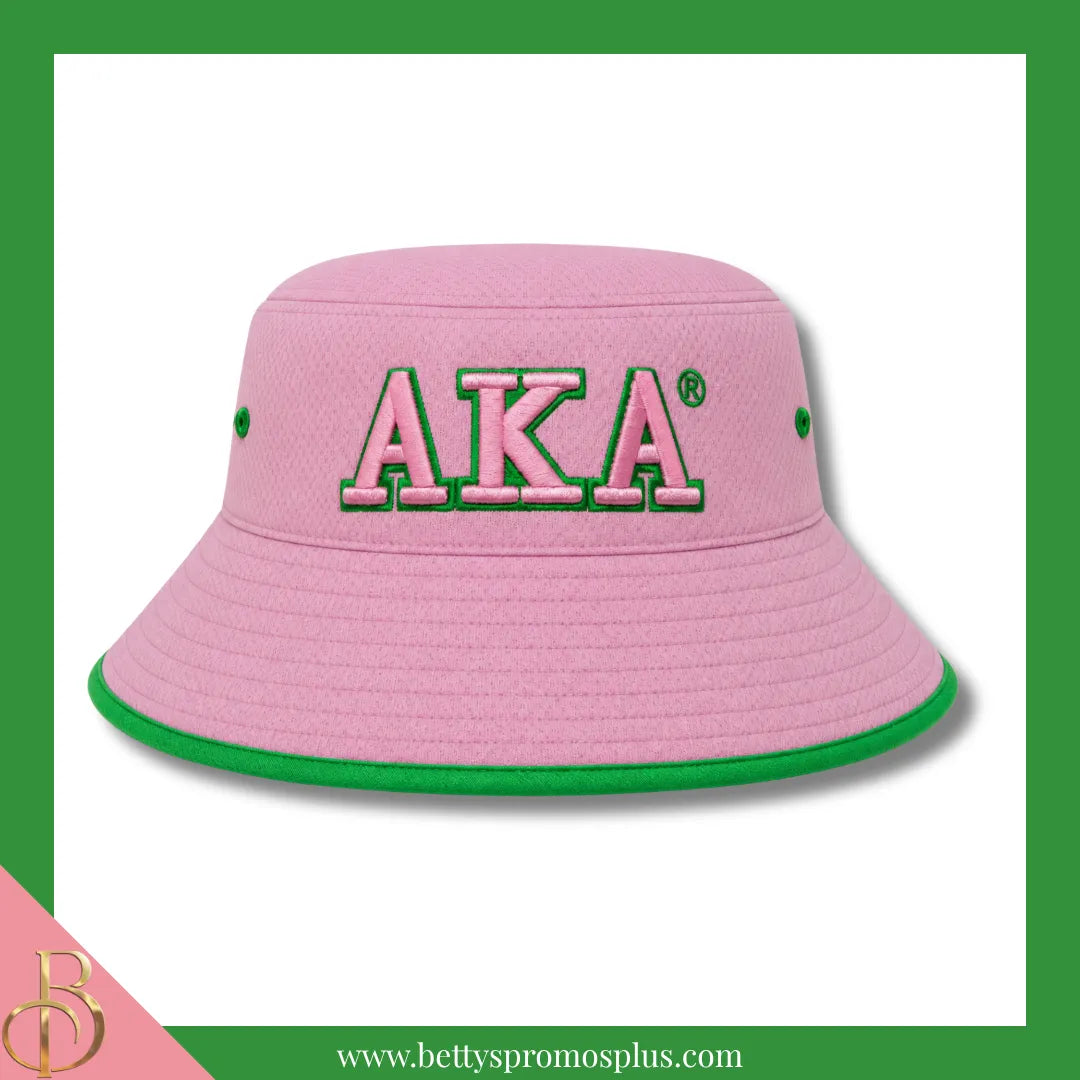 Alpha Kappa Alpha AKA Mesh Flex Fit Embroidered Bucket Hat-Pink-Alpha Kappa Alpha Paraphernalia-Alpha Kappa Alpha Hats-Betty's Promos Plus
