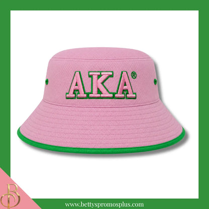 Alpha Kappa Alpha AKA Mesh Flex Fit Embroidered Bucket Hat-Pink-Alpha Kappa Alpha Paraphernalia-Alpha Kappa Alpha Hats-Betty's Promos Plus