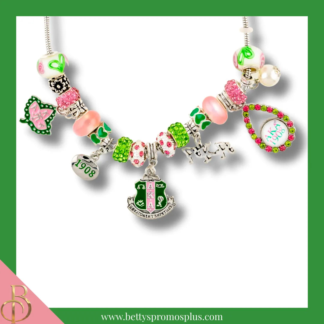Alpha Kappa Alpha AKA Multi Charm Necklace-Alpha Kappa Alpha Paraphernalia-Alpha Kappa Alpha Necklace-Betty's Promos Plus
