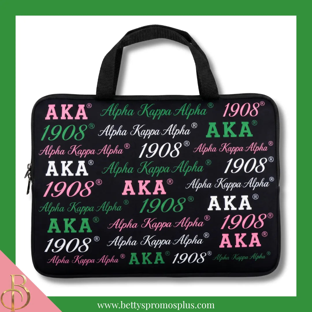 Alpha Kappa Alpha AKA Neoprene Laptop Sleeve-Black-Alpha Kappa Alpha Paraphernalia-Alpha Kappa Alpha Bags/Purses-Betty's Promos Plus