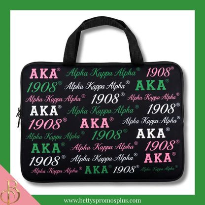 Alpha Kappa Alpha AKA Neoprene Laptop Sleeve-Black-Alpha Kappa Alpha Paraphernalia-Alpha Kappa Alpha Bags/Purses-Betty's Promos Plus