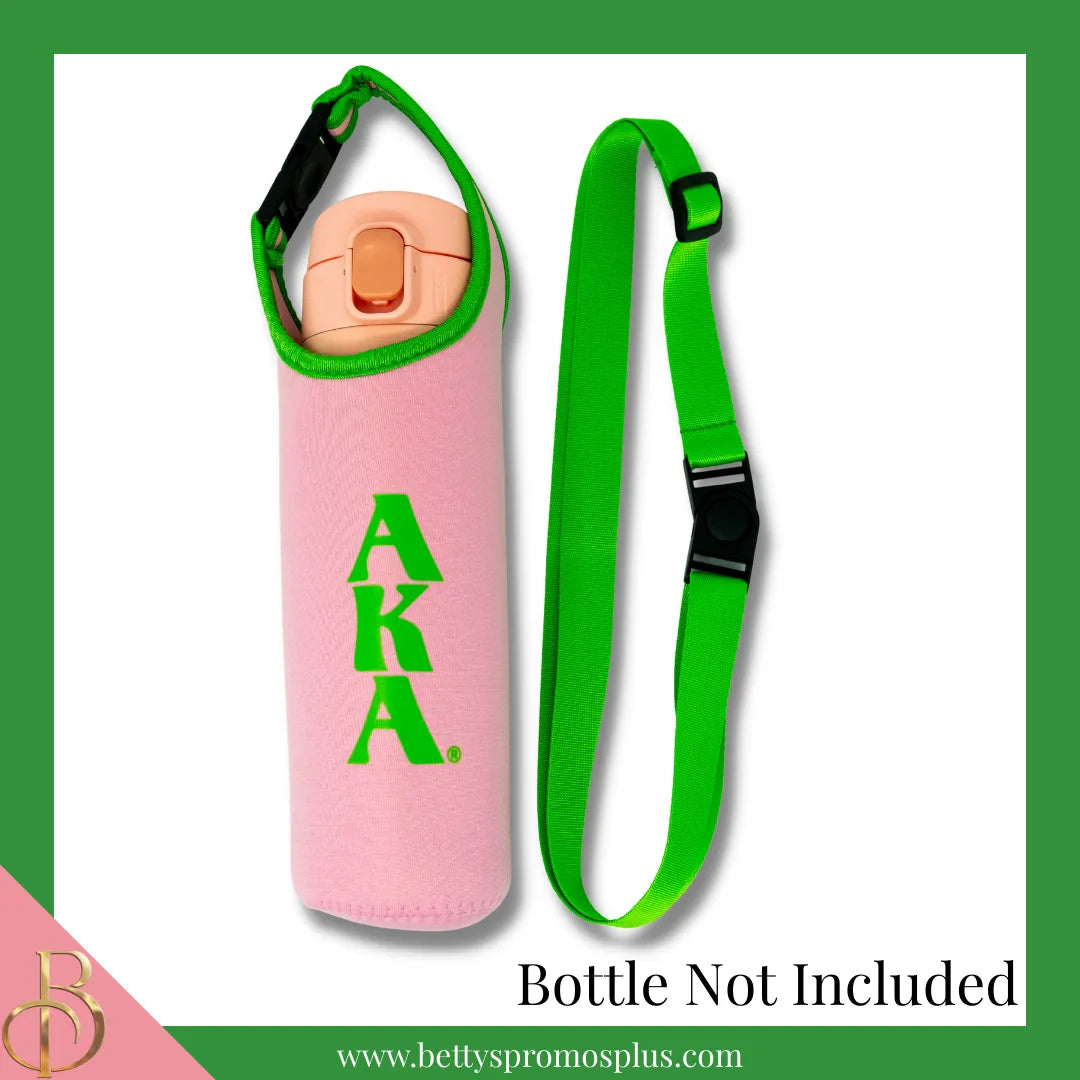 Alpha Kappa Alpha AKA Neoprene Water Bottle Holder-Alpha Kappa Alpha Paraphernalia-Alpha Kappa Alpha Water Bottle Holder-Betty's Promos Plus