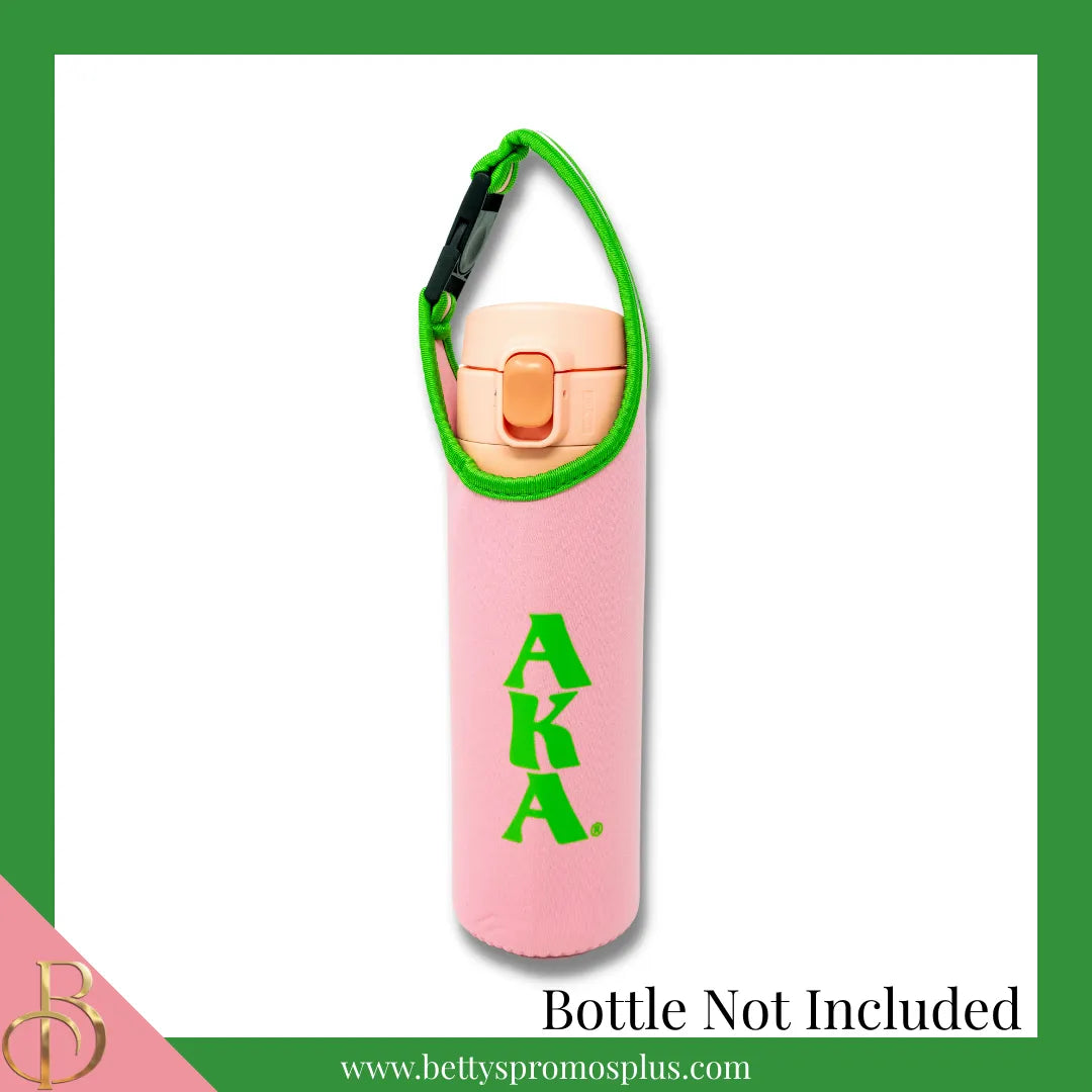 Alpha Kappa Alpha AKA Neoprene Water Bottle Holder-Alpha Kappa Alpha Paraphernalia-Alpha Kappa Alpha Water Bottle Holder-Betty's Promos Plus